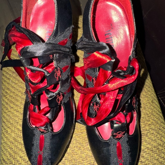 Demonia lace boots platform leather style & lace vampire core dark romantic goth - Picture 10 of 14